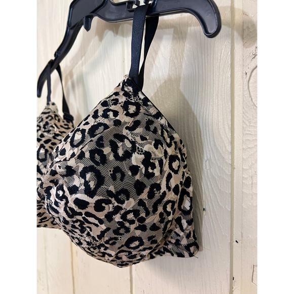 40DDD Comfrort Choice Bra Bralette Leopard Mesh Wireless Soft Cup Lined Wirefree - Picture 4 of 7